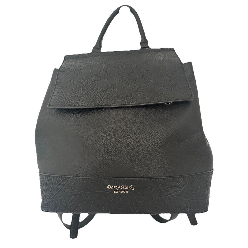 Darcy Marks Vegan Leather London Floral Embossed Backpack Purse 11x12x10